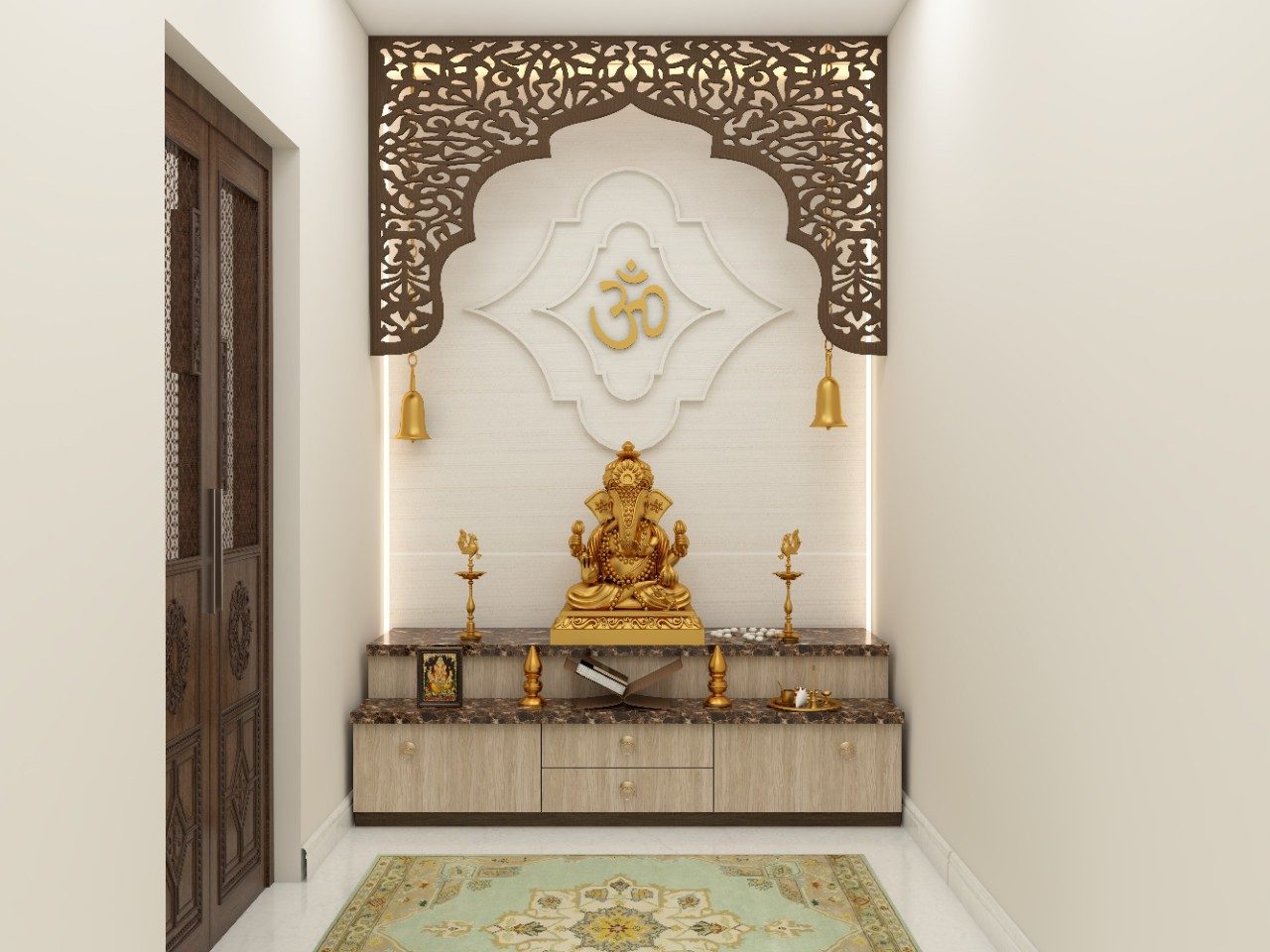 Wall-Mounted Pooja Room:
